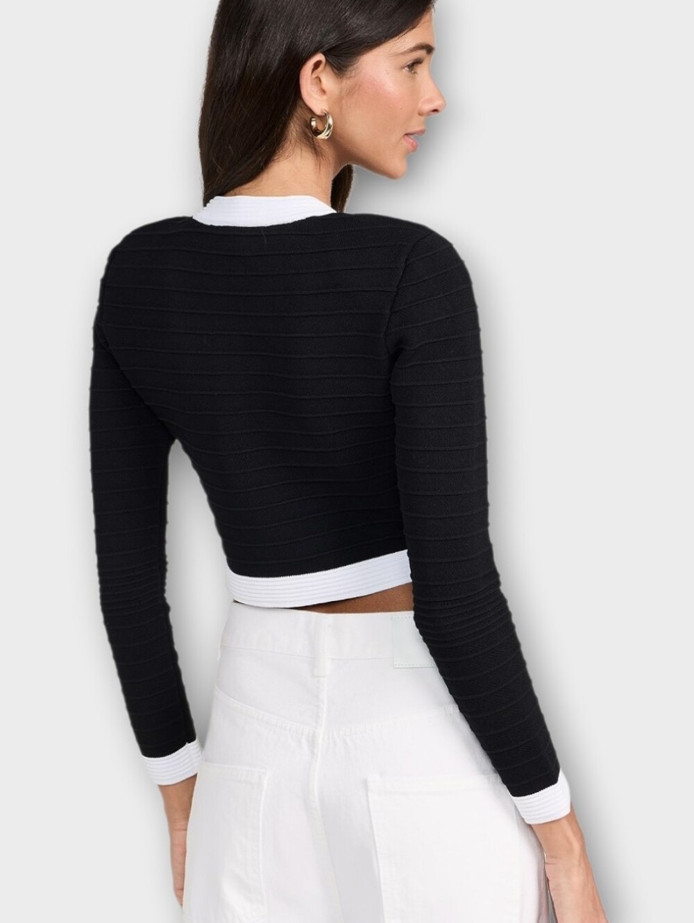 RETROFETE Moore Bandage Knit Jacket Blazer Cardigan Black White XL - Picture 3 of 16